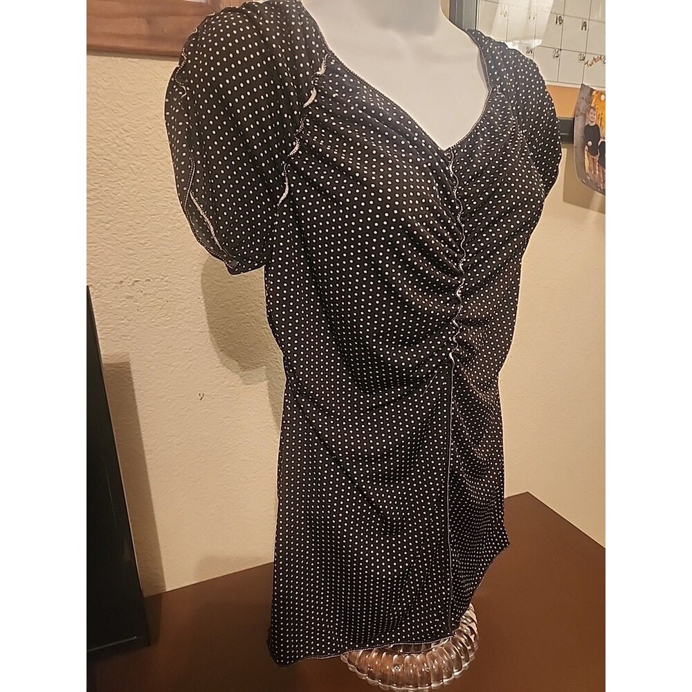 Max Studio Chic! Black Polka Dot Blouse - Women's Size M - Classic Workwear - Picture 3 of 5